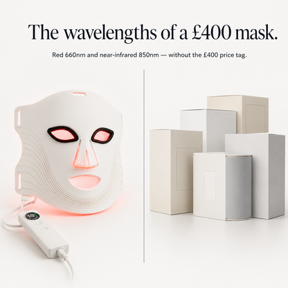 DermaPro red and near-infrared LED mask compared to premium 400 pound masks