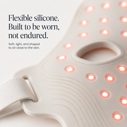 Close-up of the DermaPro flexible silicone LED mask with red light points
