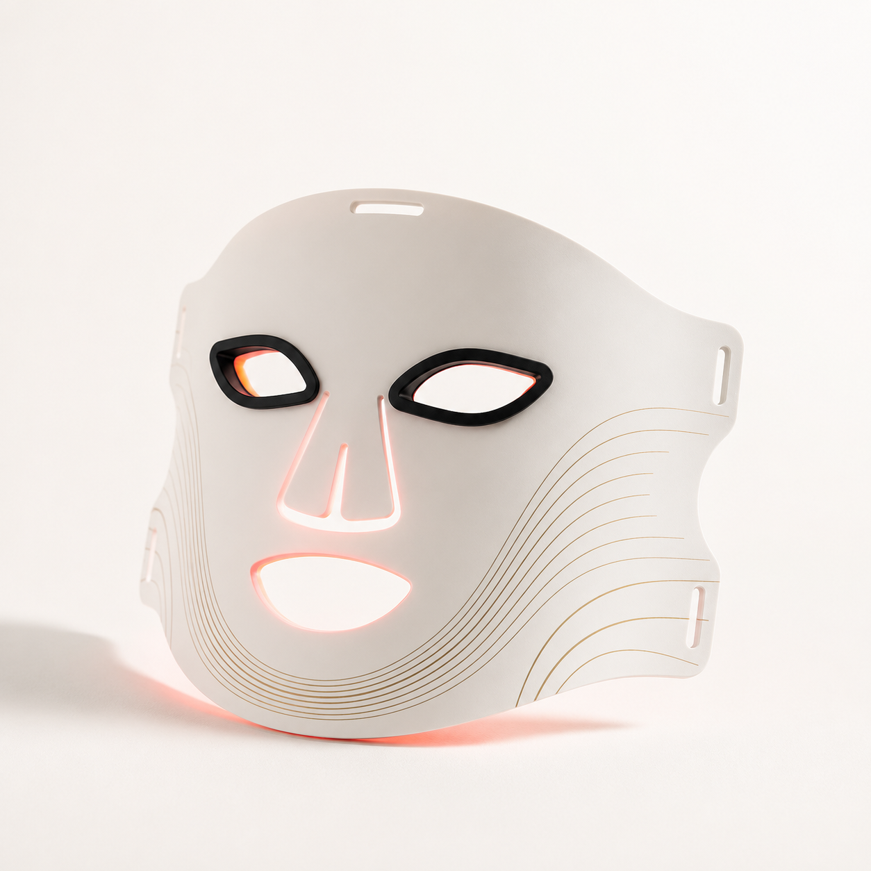 Morra DermaPro silicone LED face mask glowing red on a neutral background